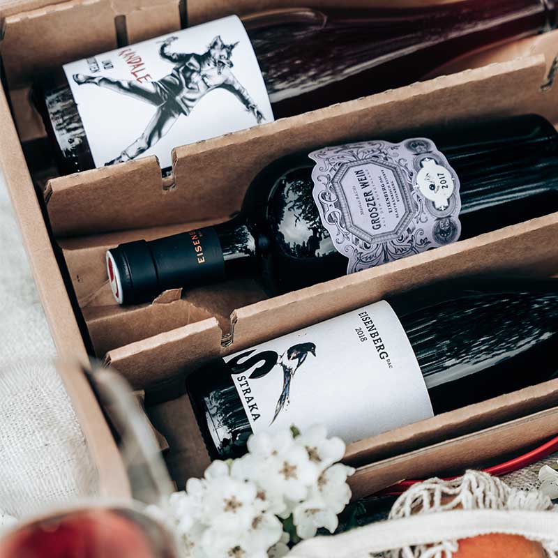 Ausgewählte Weine in einer Korkenfreunde Box